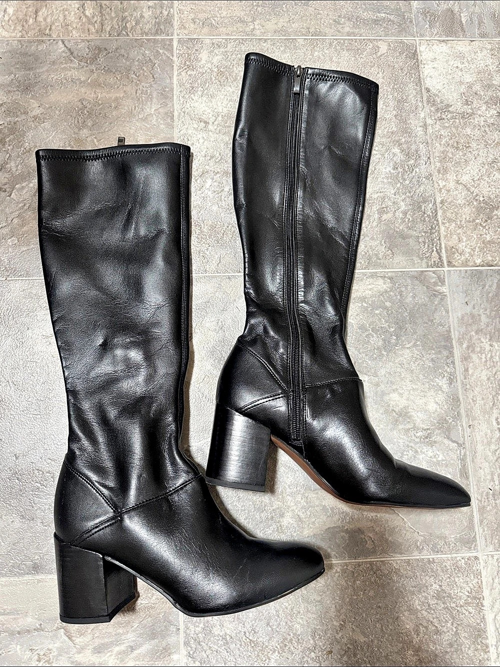 Franco Sarto Tribute Knee High Boot Black Heeled Boots US 8.5 M